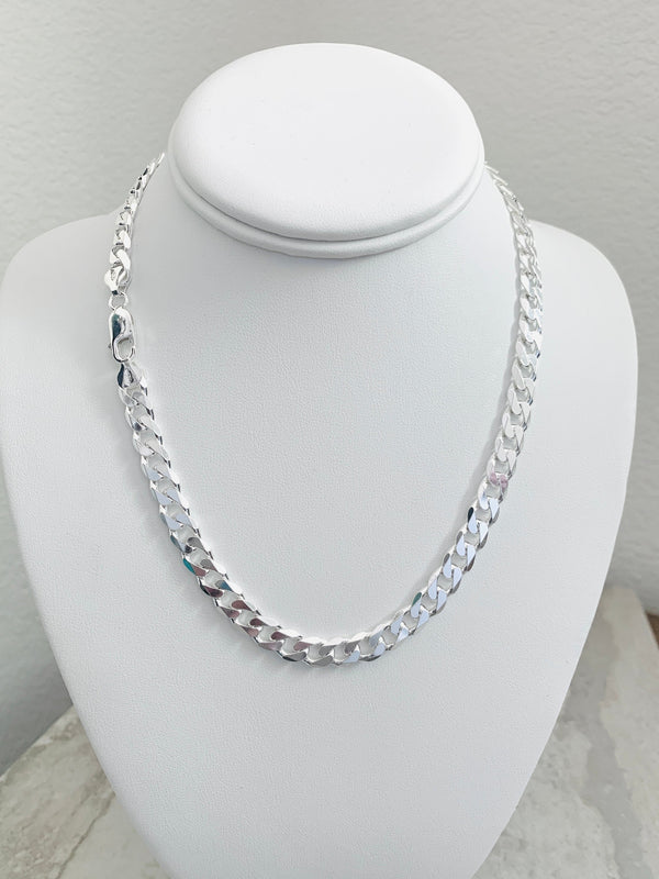 8mm SOLID 925 Sterling Sliver Cuban Chain & Bracelet Chunky Heavy Curb Necklace Mens Chain Choker 8mm 7mm Miami 18" 20" 22" 24" 30" Silver