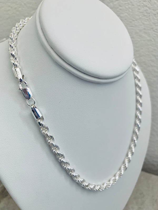 6mm SOLID 925 Rope Sterling Silver Chain Made in Italy Very Heavy in 18" 20" 22" 24" 26" 30" also in 8mm Necklace High Polished Non Tarnish