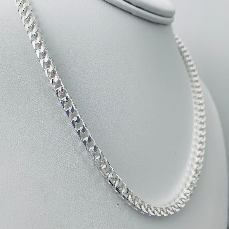 5mm 925 Franco SOLID HEAVY Real Necklace Chain Sterling Silver in 18" 20" 22" 24" 30" Made in Italy Italian Stamped cuban miami curb figaro
