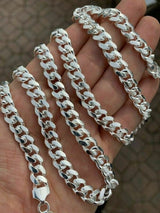 925 SOLID Sterling Silver Miami Cuban 4mm 5mm 6mm 8mm 9mm 10mm Heavy Chain Bracelet Necklace In Italy Thick Hip Hop Gold Non Tarnish Curb