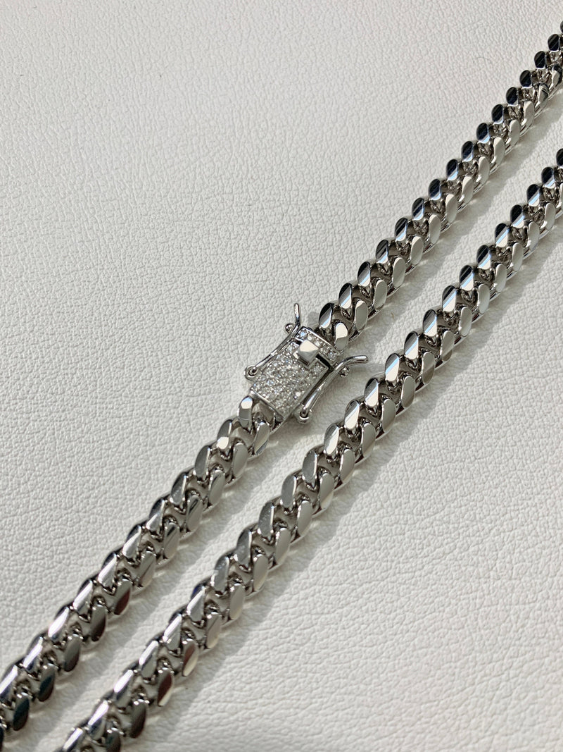 6mm 925 Solid Miami Cuban Moissanite Diamond Box Lock Passes Diamond Tester Super Heavy Curb Link Sterling Silver Chain Necklace Italy Made