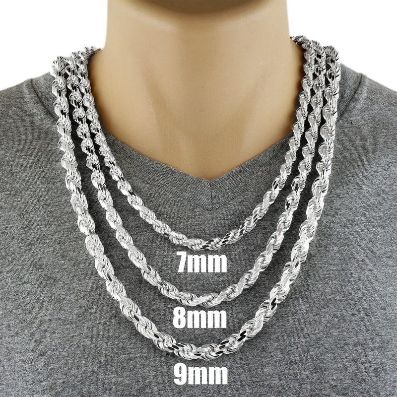 6mm SOLID 925 Rope Sterling Silver Chain Made in Italy Very Heavy in 18" 20" 22" 24" 26" 30" also in 8mm Necklace High Polished Non Tarnish