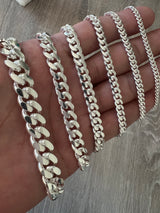 925 Solid Miami Cuban Sterling Silver Bracelet Real Heavy Curb Necklace Men's Women's Unisex 2.5mm 4mm 5mm 6mm 8mm 10mm Italian chain