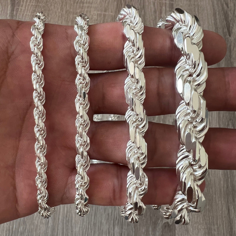 925 Rope Sterling Silver Solid Bracelet Diamond Cut High Polish for Me Daniel Jeweler