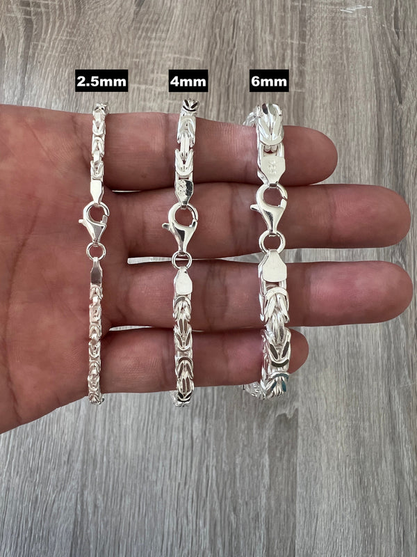 925 Byzantine Sterling Silver Solid Chain Necklace Diamond Cut High Polish for Men and Woman Unisex 2.5mm, 4mm, 6mm 18" 20" 22" 24" 26" 30"