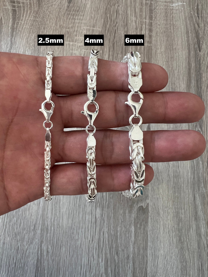 6mm 925 Byzantine Sterling Silver Solid Chain Necklace Diamond Cut High Polish for Men and Woman Unisex Italian 18" 20" 22" 24" 26" 30"