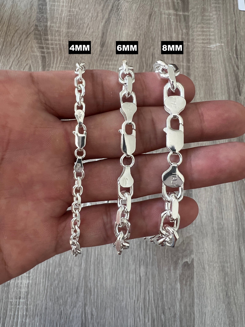 8mm 925 Rolo Sterling Silver Solid Cable Anchor Chain Link Necklace High  Polish Woman Man Unisex Italian Minimalist 18 20 22 24 26 30