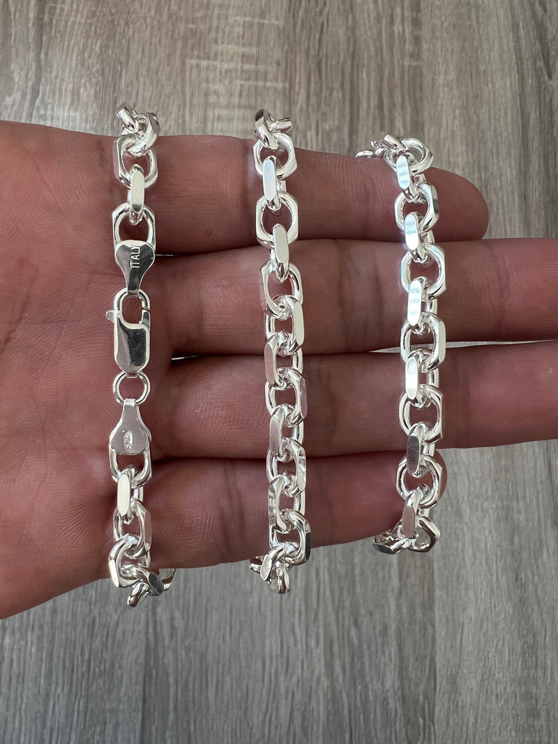 925 Rolo Sterling Silver Solid Cable Anchor Chain Link Necklace High Polish Woman Man Unisex Italian 4mm 6mm 8mm Italian Minimalist