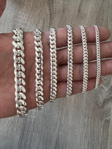 925 Solid Miami Cuban Sterling Silver Chain Real Heavy Curb Necklace Bracelet Men's Women's Unisex 2.5mm 4mm 5mm 6mm 8mm 10mm Italian