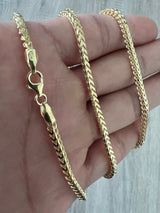 5mm Franco 14K Gold Vermeil Over Solid 925 Sterling Silver Chain Necklace Bracelet Diamond Cut Polish Men Woman Unisex 2.5mm 3mm 4mm 5mm
