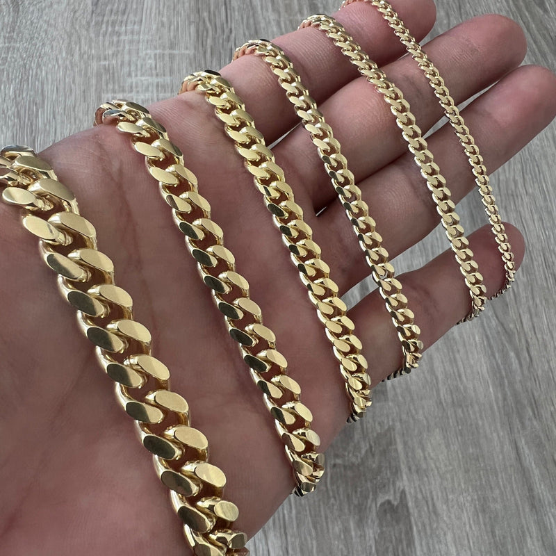 10 MM CUBAN LINK CHAIN (14k Gold over 999 Silver) MEDIUM – goldfevermiami