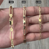 Paperclip 14K Gold Vermeil Over 925 Solid Sterling Silver Chain Necklace High Polish Women Men Unisex 2.5mm 4mm 7mm Italian