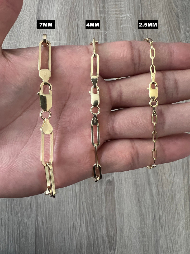 Ladies 18K Gold Paperclip Necklace Bracelet