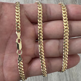 4mm Miami Cuban 14K Gold Vermeil Over Solid 925 Sterling Silver Chain Real Heavy Curb Necklace Men's Women's Unisex Minimalist Italian