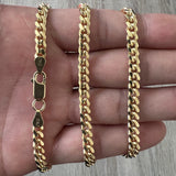 5mm Miami Cuban 14K Gold Vermeil Over Solid 925 Sterling Silver Chain Real Heavy Bracelet Necklace Men's Women's Unisex Minimalist Italian