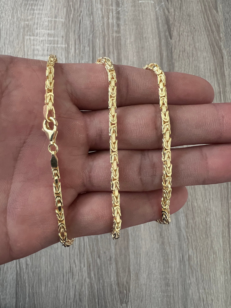 LEXICON GOLD Men's King Byzantine Link Chain in 18K Gold Plate