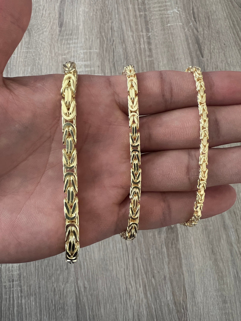 Biker Jewelry Shop-Gold Byzantine Chain Necklace 6mm / 24 Size