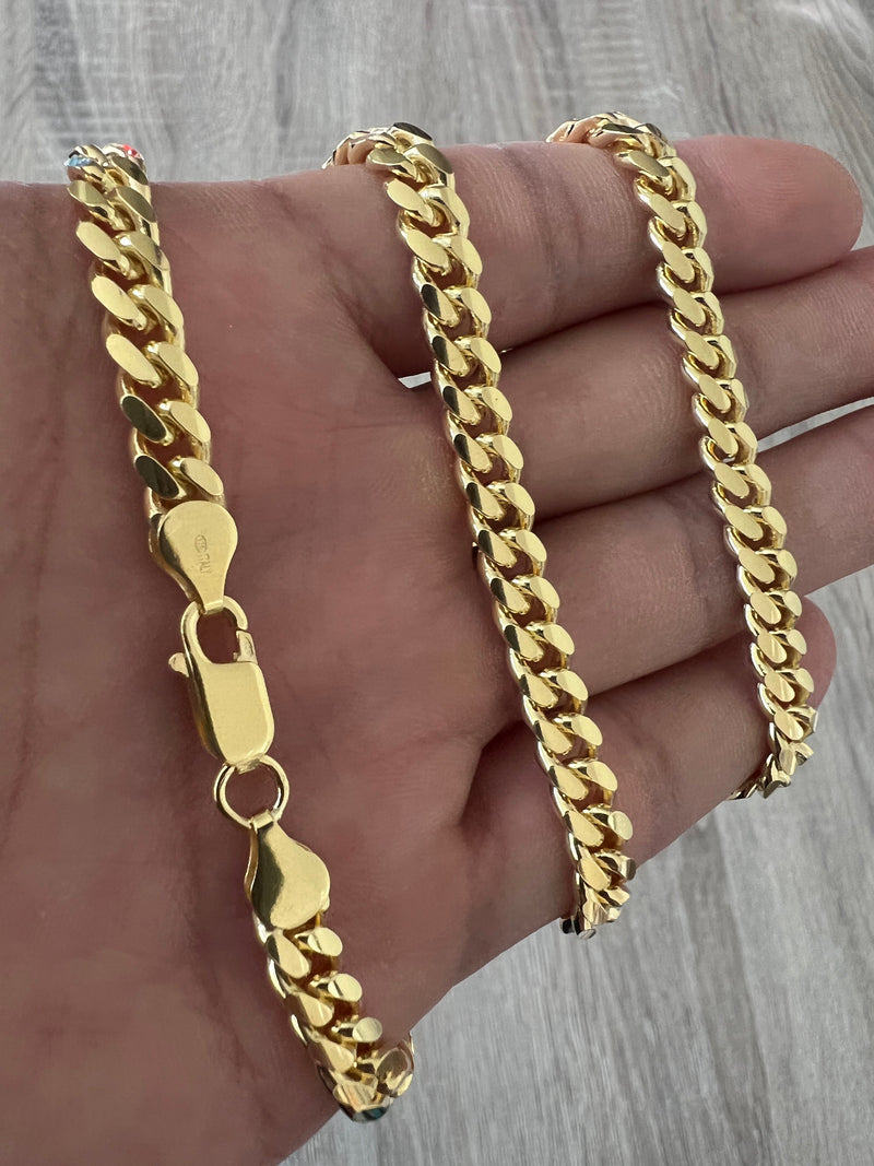 6mm Miami Cuban 14K Gold Vermeil Over Solid 925 Sterling Silver Chain Real Heavy Curb Necklace Men's Women's Unisex Minimalist Italian