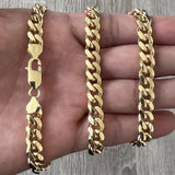 8mm Miami Cuban 14K Gold Vermeil Over Solid 925 Sterling Silver Chain Real Heavy Curb Necklace Men's Women's Unisex Minimalist Italian