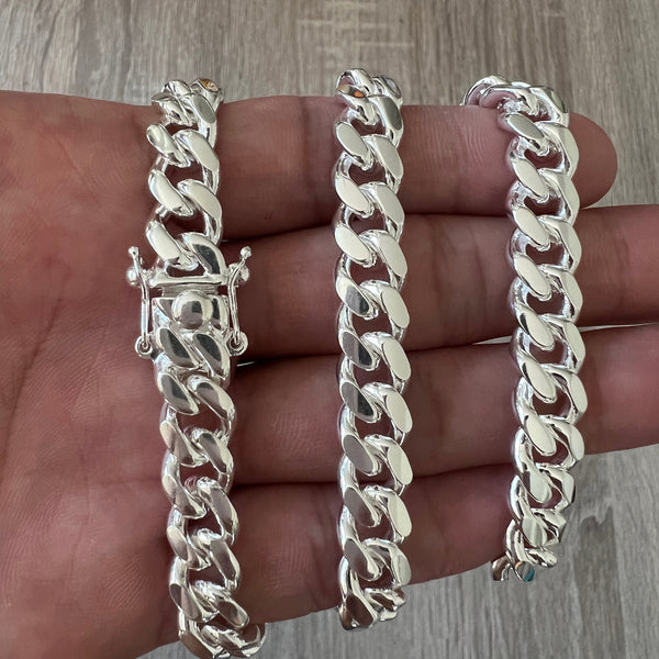 Cuban Link Necklace Bracelet Set Silver Miami Cuban Chain Stainless Steel Fashion Jewelry 08 mm