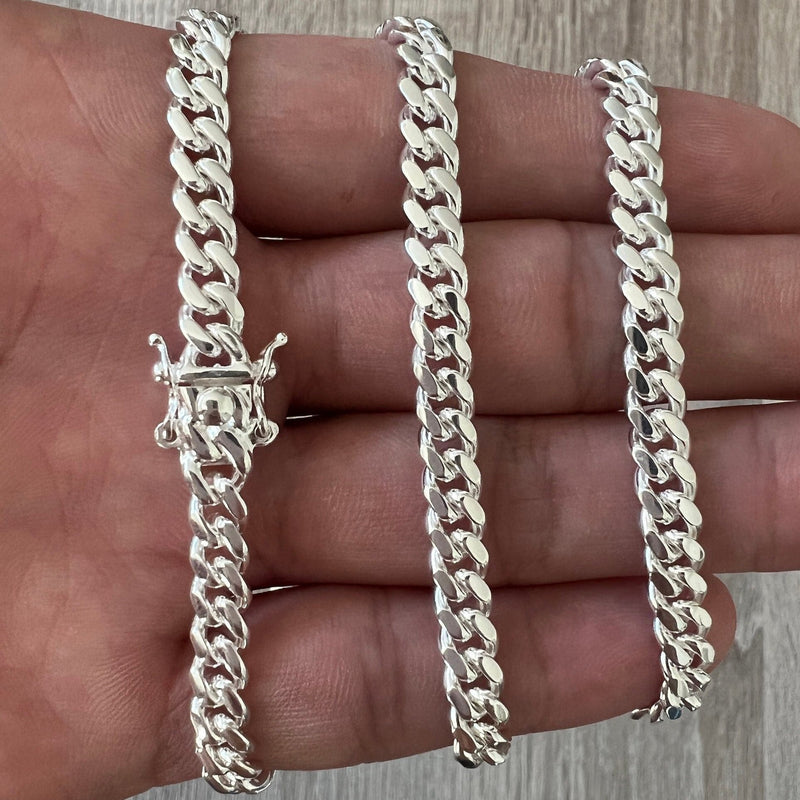 Silver Chain Men's 5mm Cuban Link Chain 5mm Miami Cuban Box