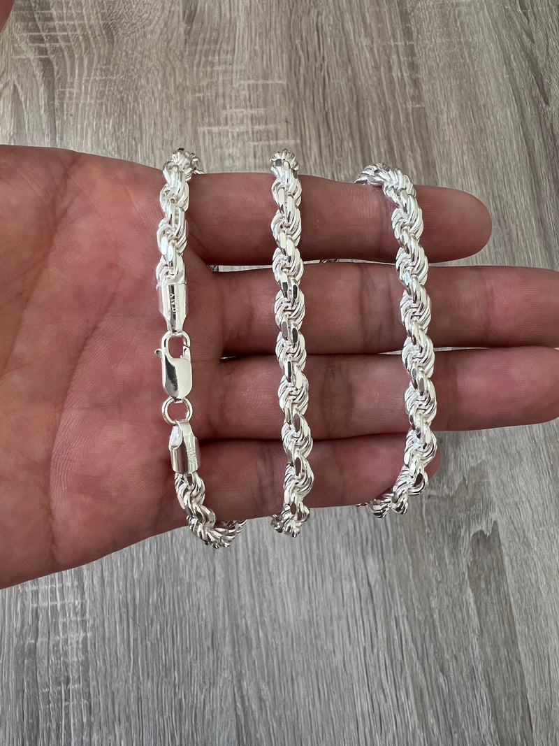 Solid Rope Chain Necklace Sterling Silver 22