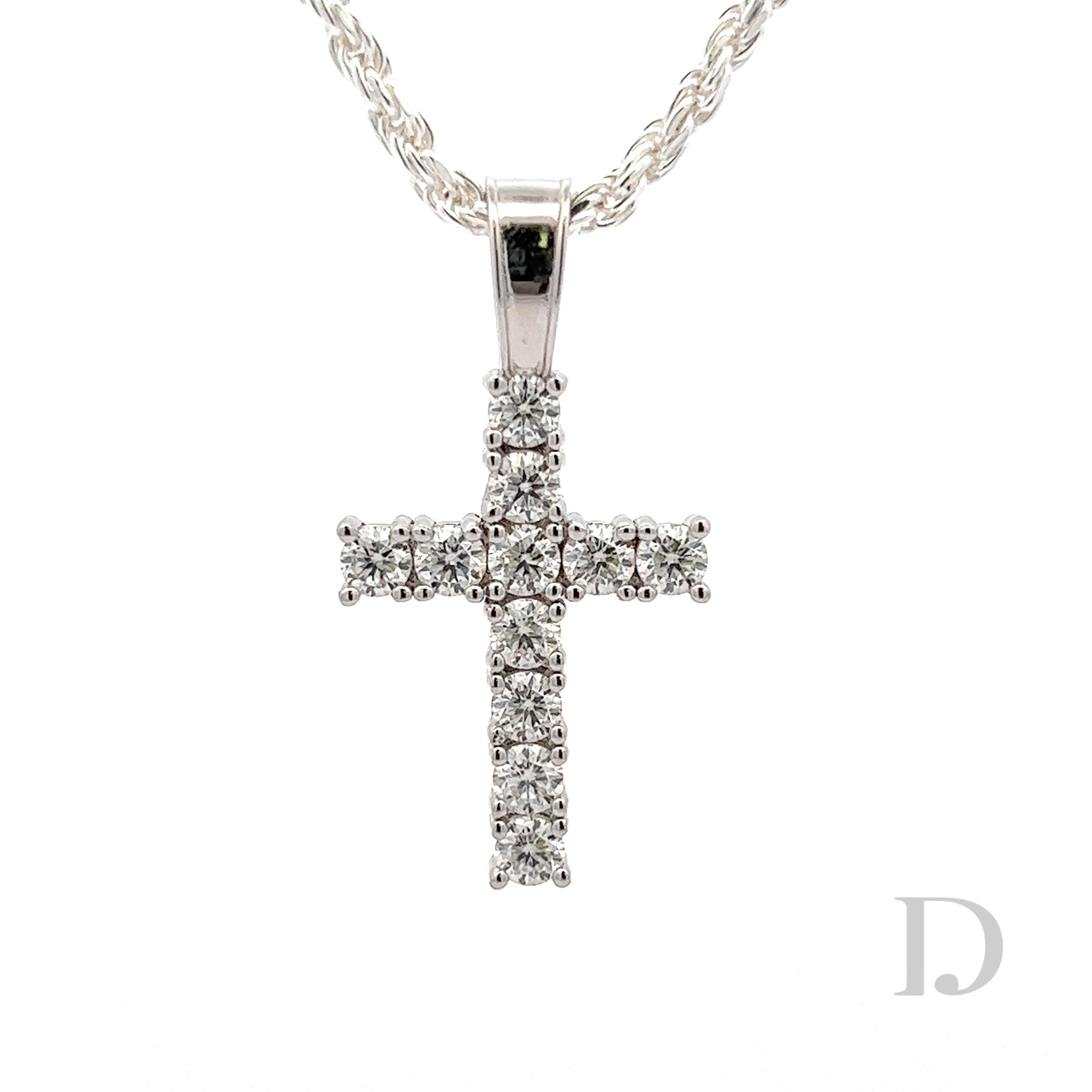 925 Sterling Silver Moissanite Cross Religious Pendant Iced Diamond GRA certified stones Jesus MEDIUM
