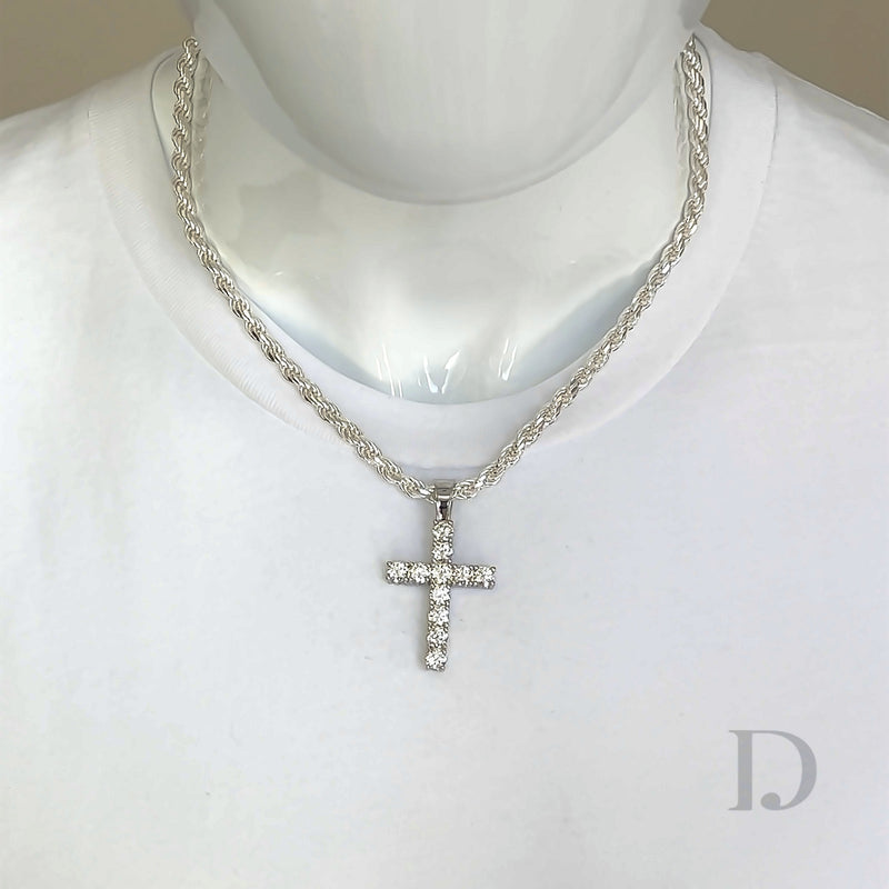 925 Sterling Silver Moissanite Cross Religious Pendant Iced Diamond GRA certified stones Jesus Large