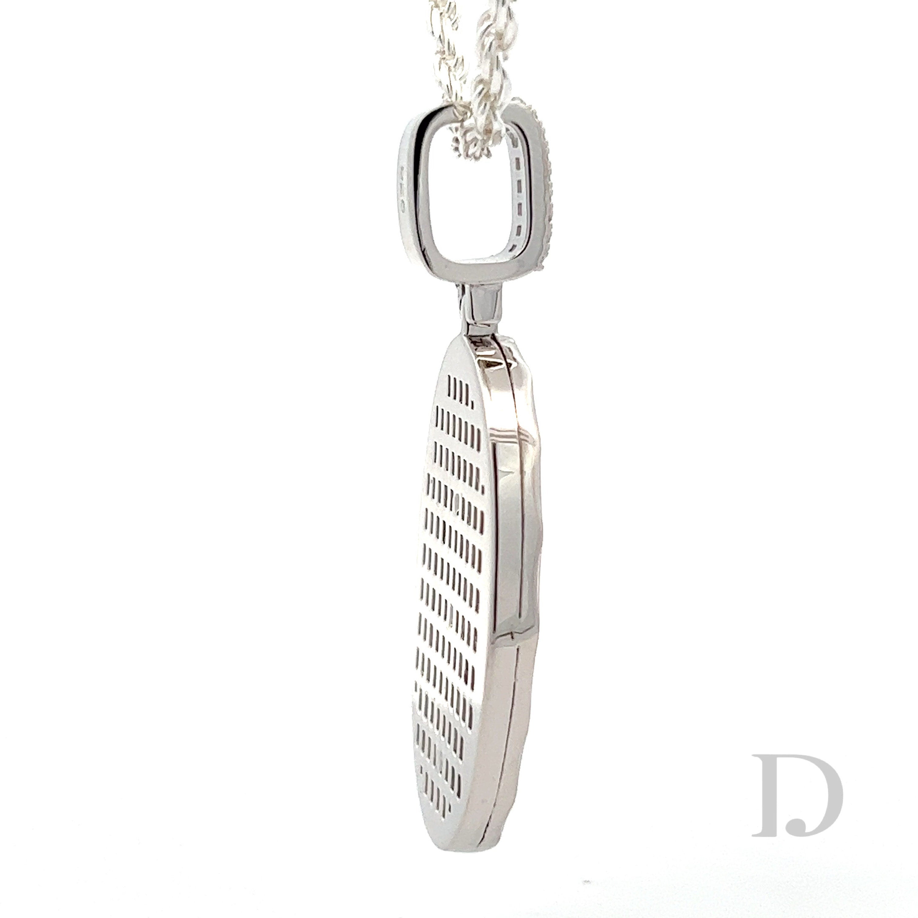 925 Sterling Silver Diamond Virgin Mary Baguette Diamonds Iced Stones Religious Christian Catholic Medallion