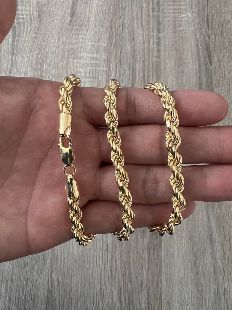 6mm Rope 14K Gold Vermeil Over Solid 925 Sterling Silver Chain
