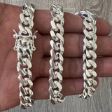 10mm 925 Solid Miami Cuban Sterling Silver Box Lock Chain Real Heavy Curb Necklace Men's Women's Unisex Minimalist Italian Bracelet