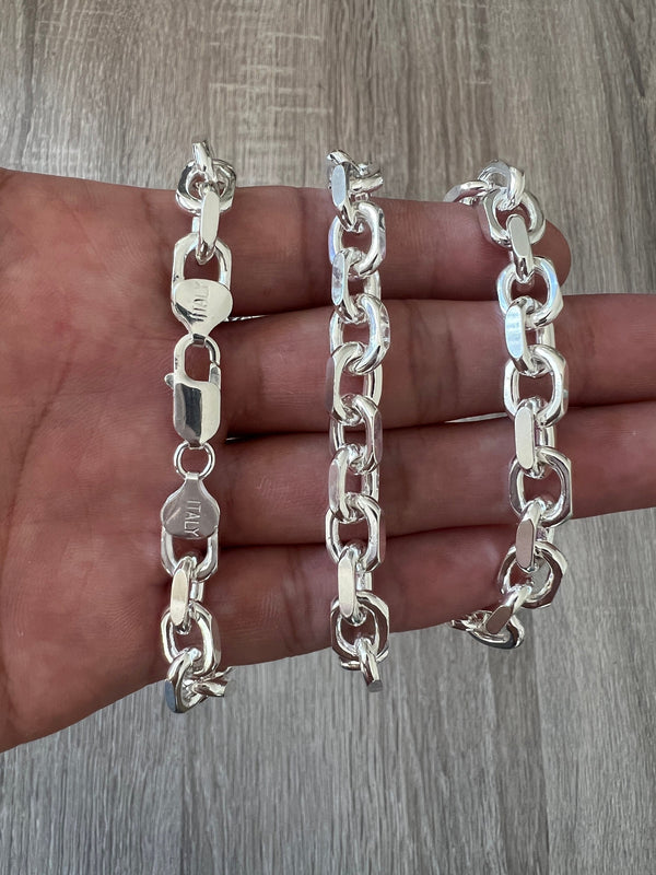 8mm 925 Rolo Sterling Silver Solid Cable Anchor Chain Link Necklace High Polish Woman Man Unisex Italian Minimalist 18" 20" 22" 24" 26" 30"