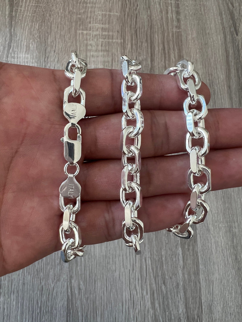 8mm 925 Rolo Sterling Silver Solid Cable Anchor Chain Link Necklace High Polish Woman Man Unisex Italian Minimalist 18" 20" 22" 24" 26" 30"
