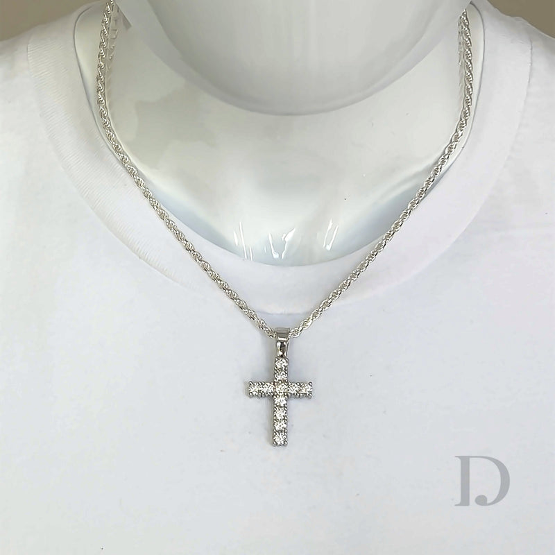 925 Sterling Silver Moissanite Cross Religious Pendant Iced Diamond GRA certified stones Jesus MEDIUM