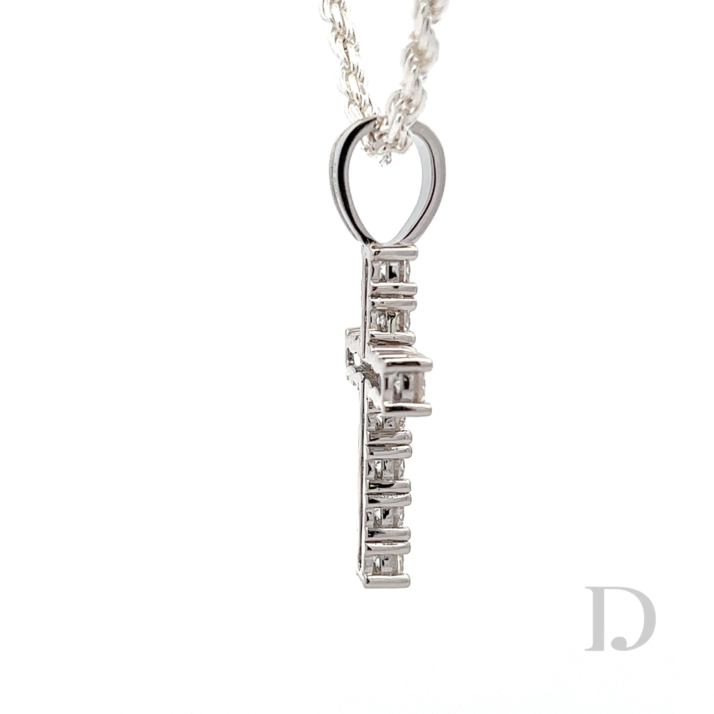 925 Sterling Silver Moissanite Cross Religious Pendant Iced Diamond GRA certified stones Jesus MEDIUM