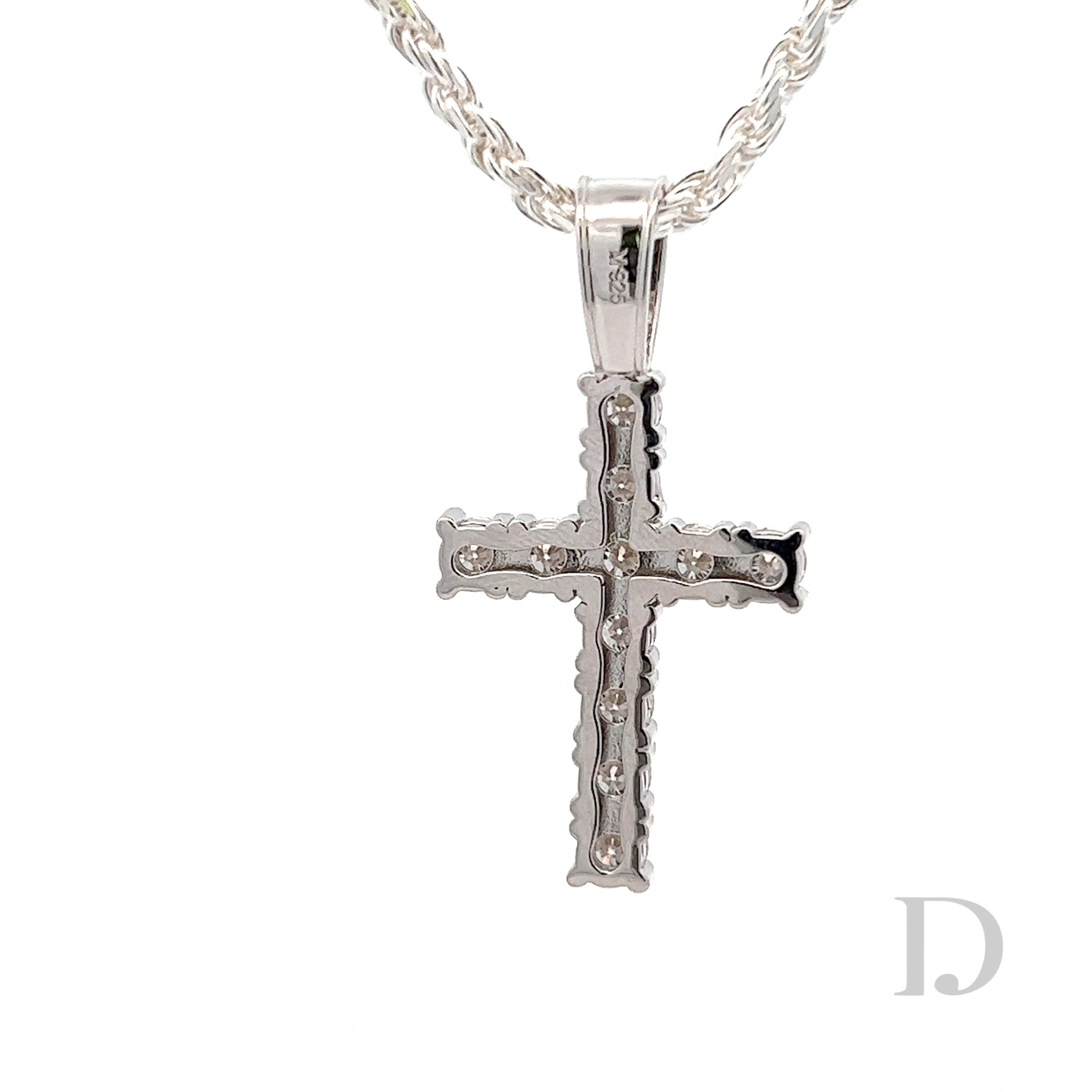 925 Sterling Silver Moissanite Cross Religious Pendant Iced Diamond GRA certified stones Jesus MEDIUM